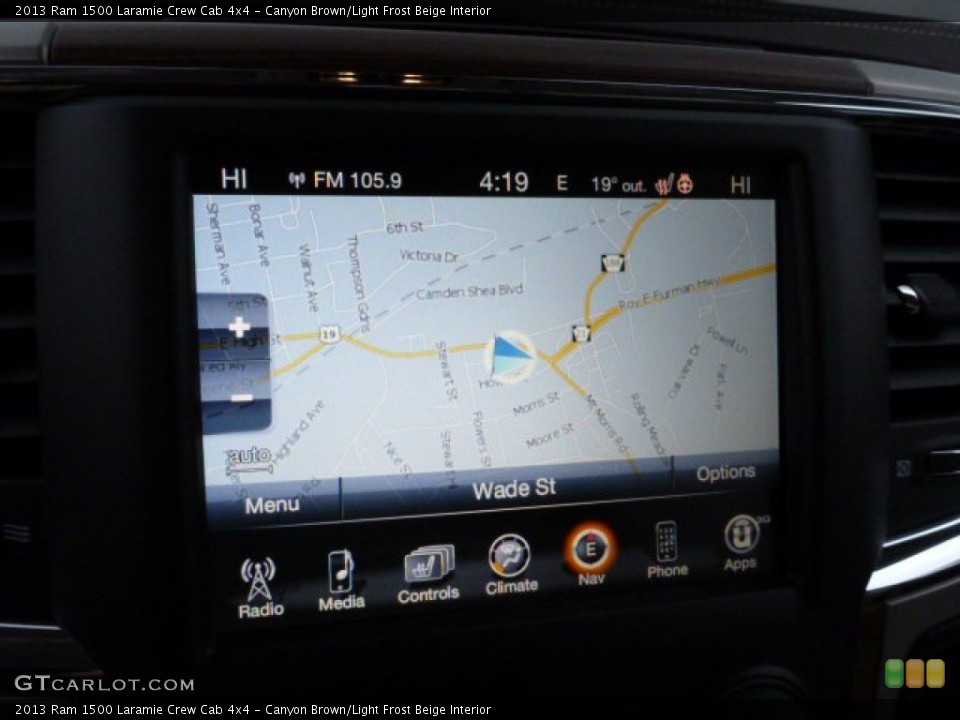 Canyon Brown/Light Frost Beige Interior Navigation for the 2013 Ram 1500 Laramie Crew Cab 4x4 #76342628