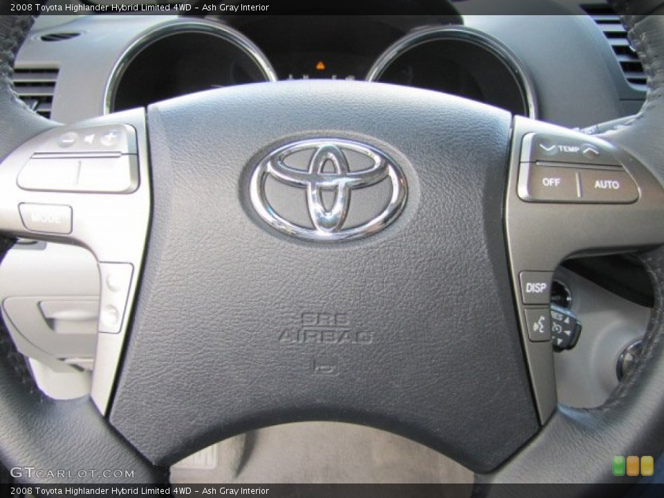 Ash Gray Interior Controls for the 2008 Toyota Highlander Hybrid Limited 4WD #76347235