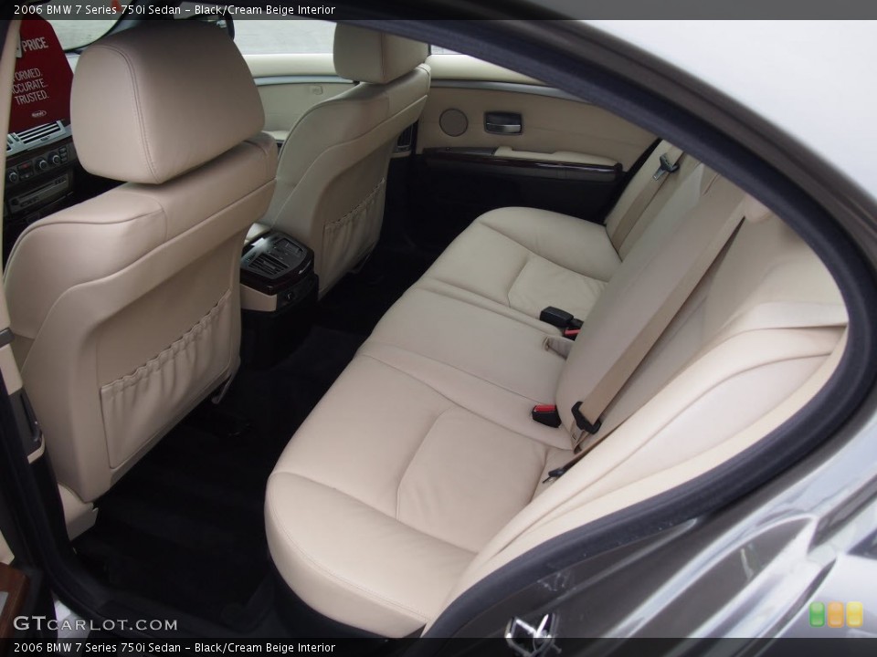 Black/Cream Beige Interior Rear Seat for the 2006 BMW 7 Series 750i Sedan #76375099