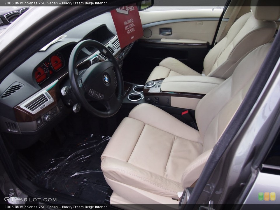 Black/Cream Beige Interior Front Seat for the 2006 BMW 7 Series 750i Sedan #76375134