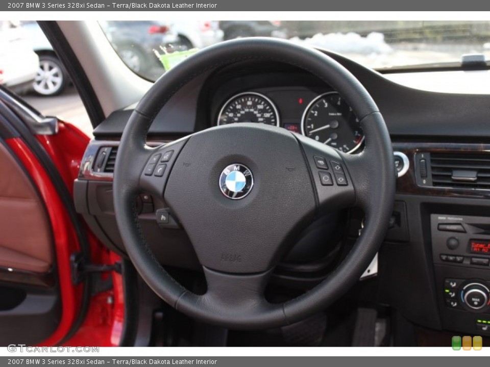 Terra/Black Dakota Leather Interior Steering Wheel for the 2007 BMW 3 Series 328xi Sedan #76375831