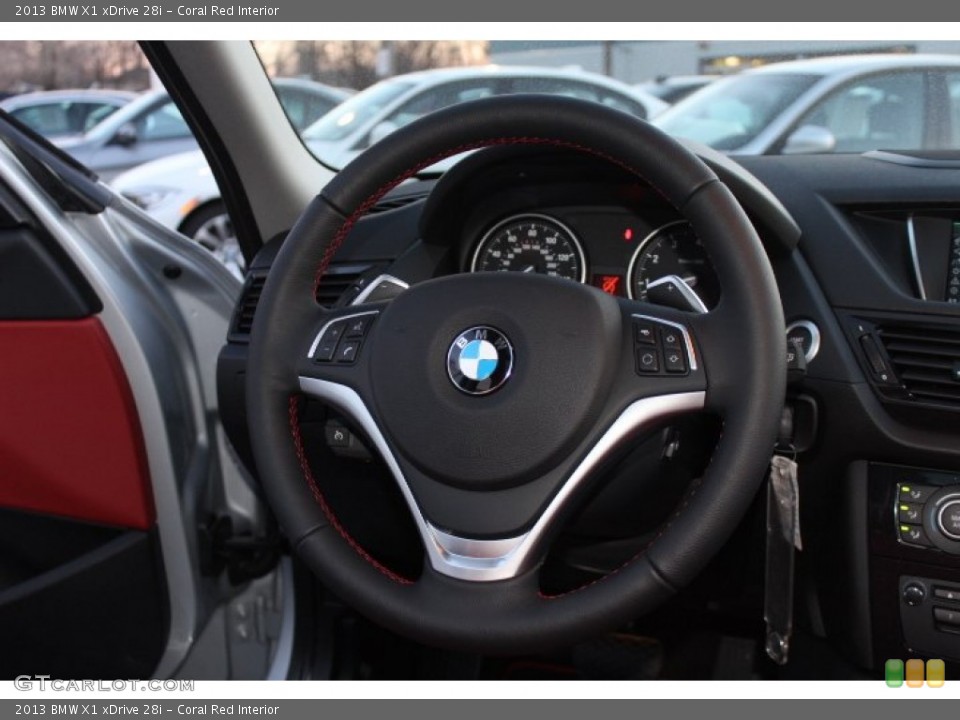 Coral Red Interior Steering Wheel for the 2013 BMW X1 xDrive 28i #76377175