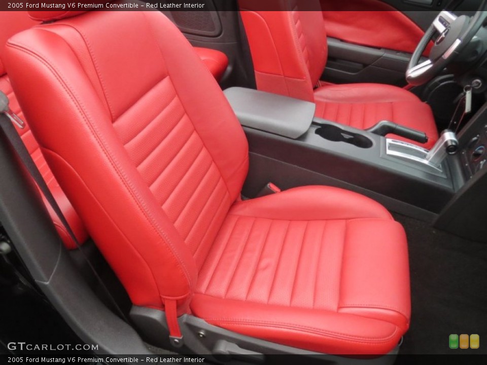 Red Leather Interior Front Seat for the 2005 Ford Mustang V6 Premium Convertible #76380448