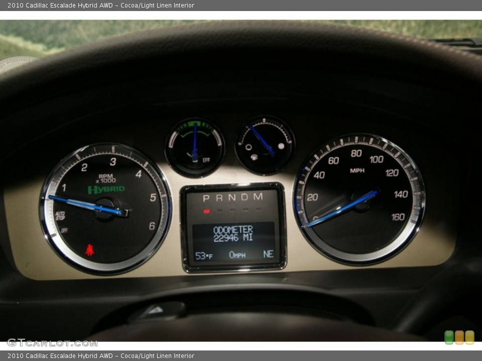Cocoa/Light Linen Interior Gauges for the 2010 Cadillac Escalade Hybrid AWD #76380574
