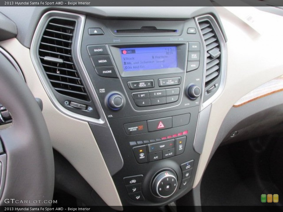 Beige Interior Controls for the 2013 Hyundai Santa Fe Sport AWD #76383943