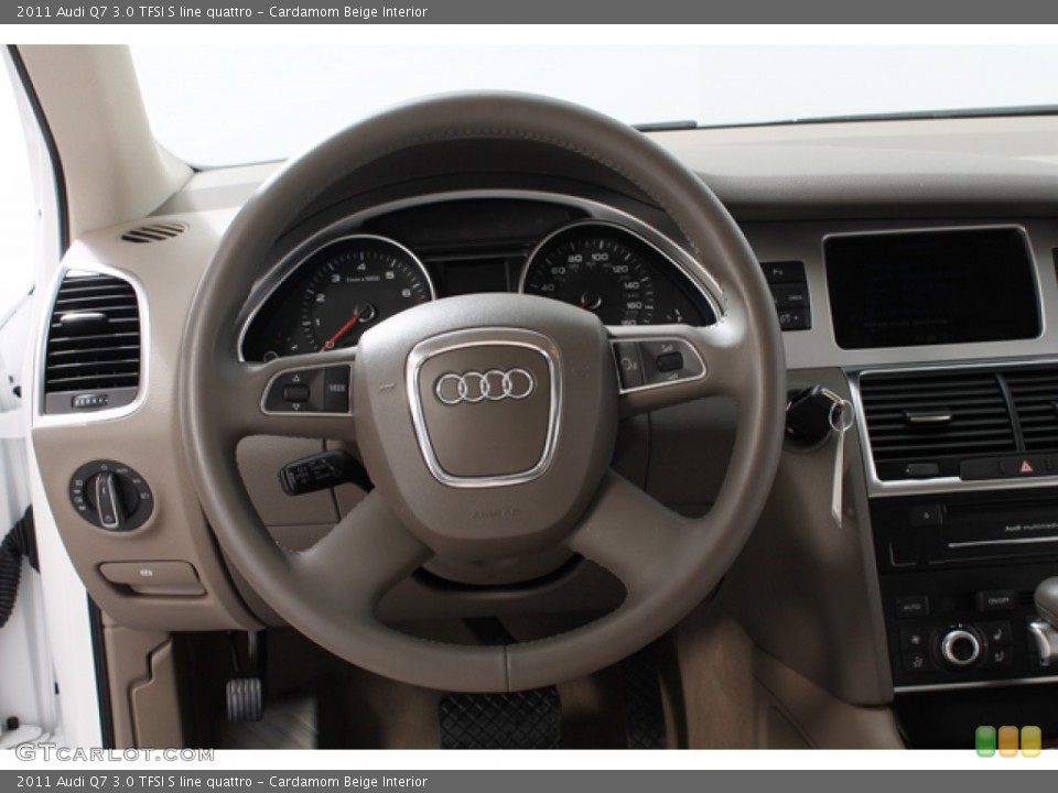 Cardamom Beige Interior Steering Wheel for the 2011 Audi Q7 3.0 TFSI S line quattro #76385752