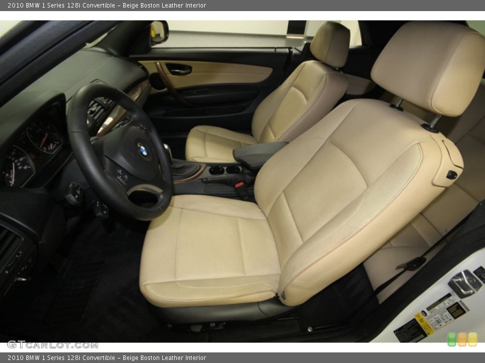 Beige Boston Leather Interior Front Seat for the 2010 BMW 1 Series 128i Convertible #76387060