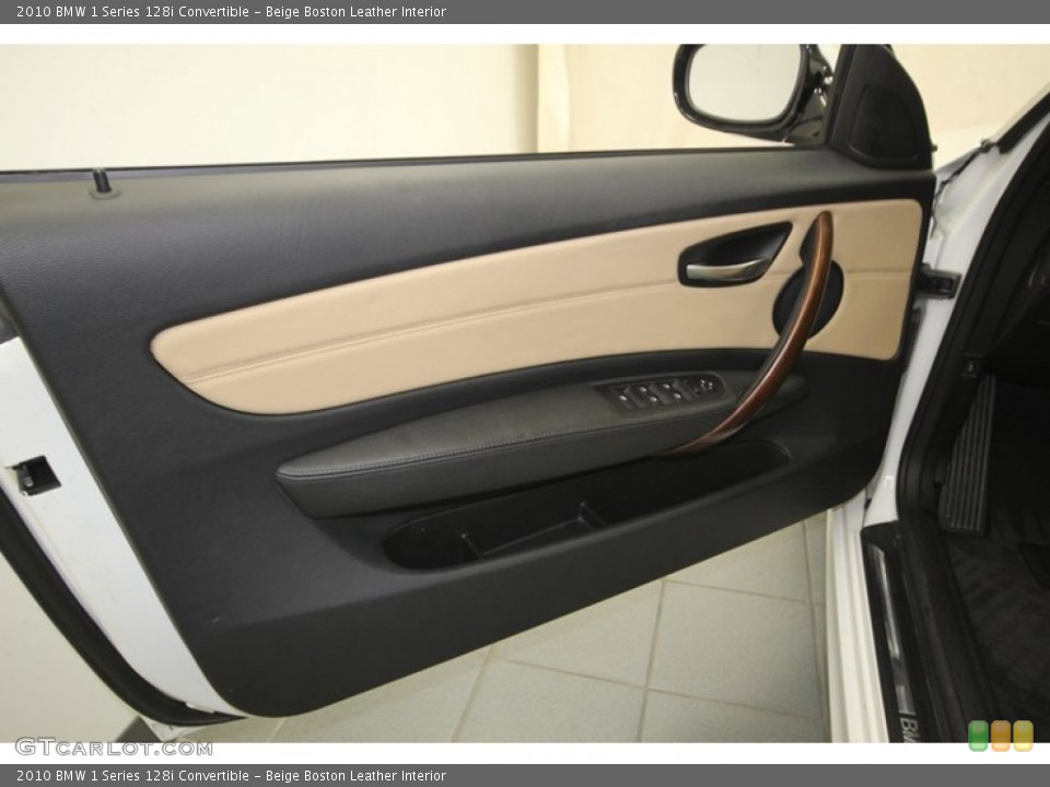 Beige Boston Leather Interior Door Panel for the 2010 BMW 1 Series 128i Convertible #76387135