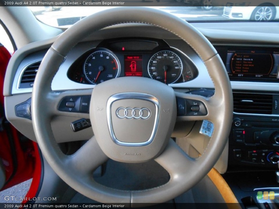 Cardamom Beige Interior Steering Wheel for the 2009 Audi A4 2.0T Premium quattro Sedan #76387146