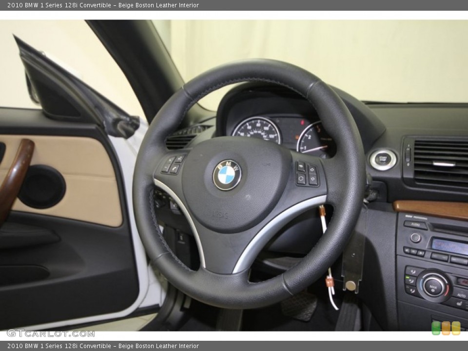 Beige Boston Leather Interior Steering Wheel for the 2010 BMW 1 Series 128i Convertible #76387200