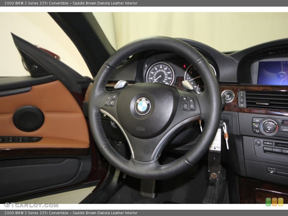 Saddle Brown Dakota Leather Interior Steering Wheel for the 2009 BMW 3 Series 335i Convertible #76387540