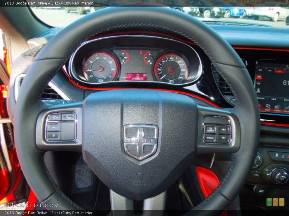 Black/Ruby Red Interior Steering Wheel for the 2013 Dodge Dart Rallye #76424486