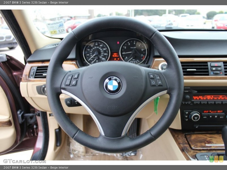 Beige Interior Steering Wheel for the 2007 BMW 3 Series 328i Sedan #76436069