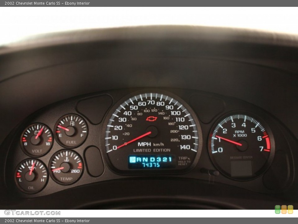 Ebony Interior Gauges for the 2002 Chevrolet Monte Carlo SS #76461984