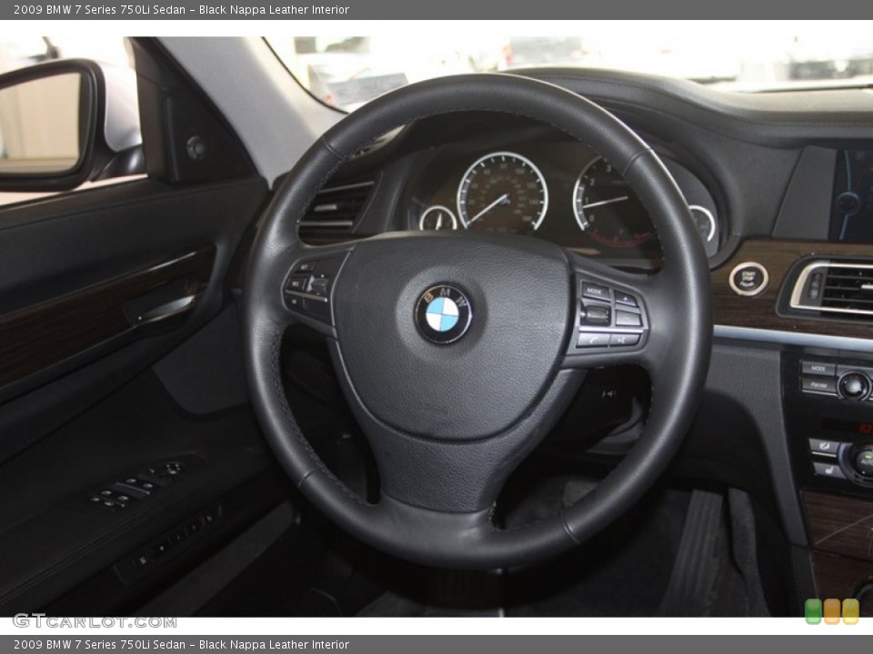 Black Nappa Leather Interior Steering Wheel for the 2009 BMW 7 Series 750Li Sedan #76465850
