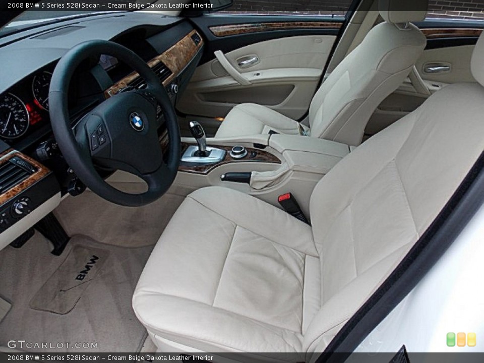 Cream Beige Dakota Leather Interior Front Seat for the 2008 BMW 5 Series 528i Sedan #76524932