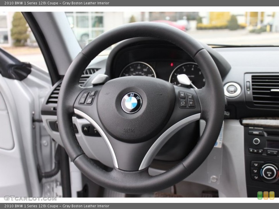 Gray Boston Leather Interior Steering Wheel for the 2010 BMW 1 Series 128i Coupe #76530707