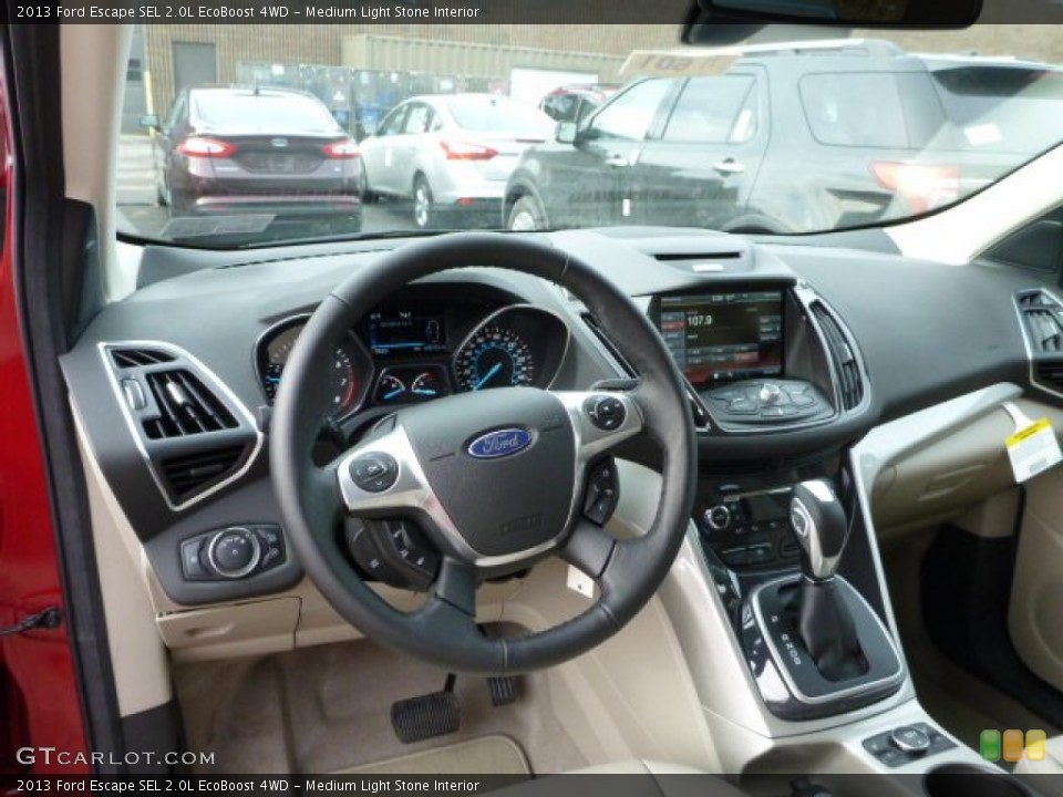 Medium Light Stone Interior Dashboard for the 2013 Ford Escape SEL 2.0L EcoBoost 4WD #76540217
