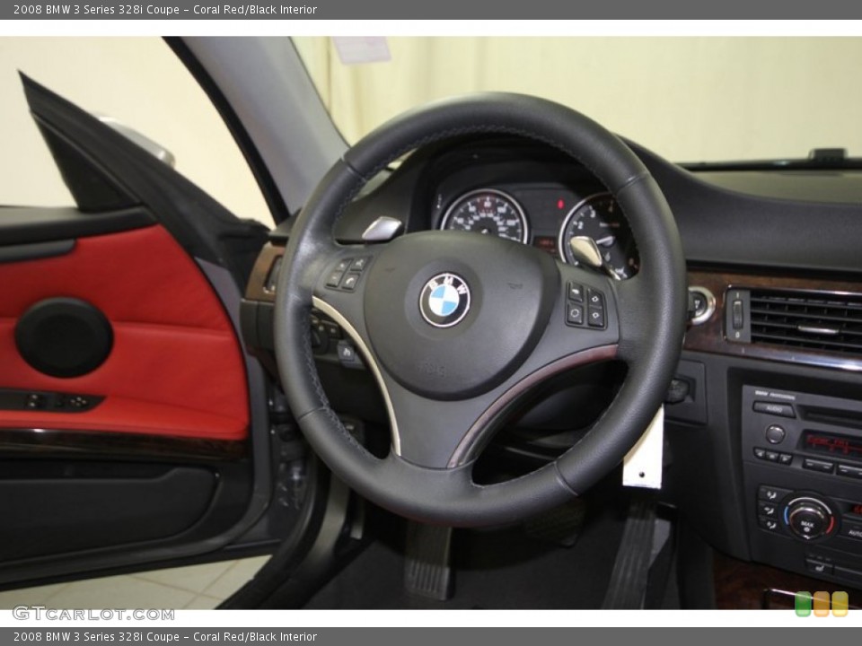 Coral Red/Black Interior Steering Wheel for the 2008 BMW 3 Series 328i Coupe #76559204