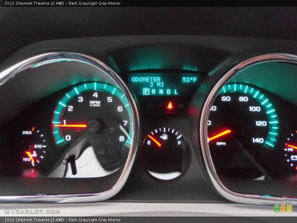 Dark Gray/Light Gray Interior Gauges for the 2012 Chevrolet Traverse LS AWD #76613689