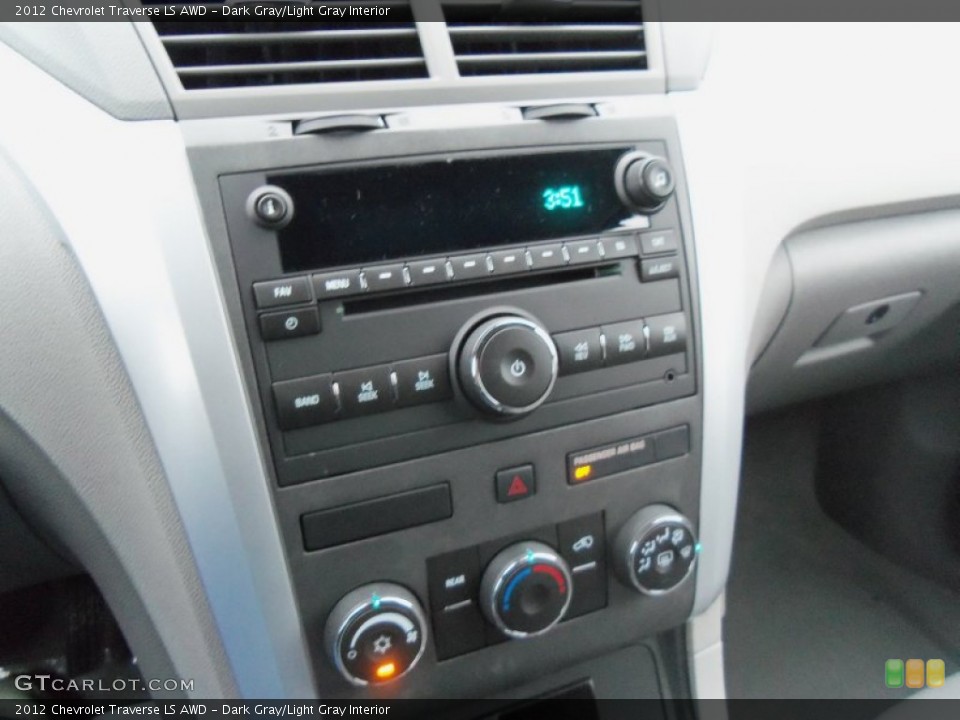 Dark Gray/Light Gray Interior Controls for the 2012 Chevrolet Traverse LS AWD #76613758