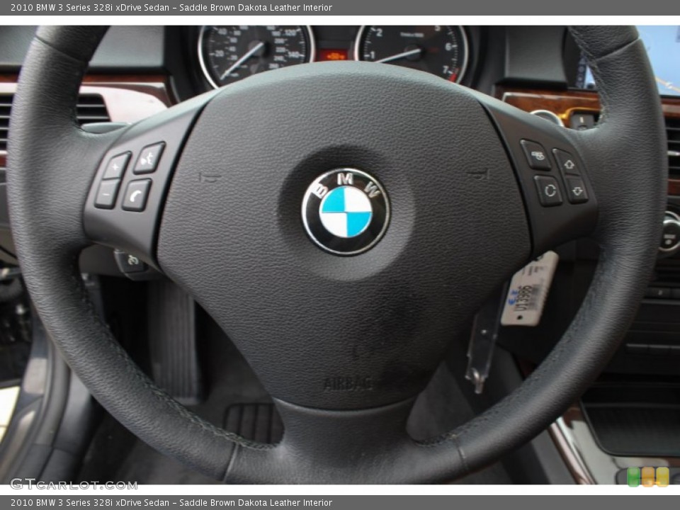 Saddle Brown Dakota Leather Interior Steering Wheel for the 2010 BMW 3 Series 328i xDrive Sedan #76616760