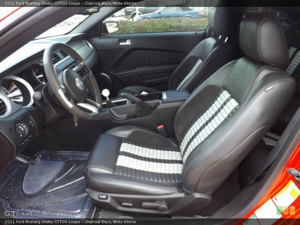 Charcoal Black/White Interior Front Seat for the 2011 Ford Mustang Shelby GT500 Coupe #76622812