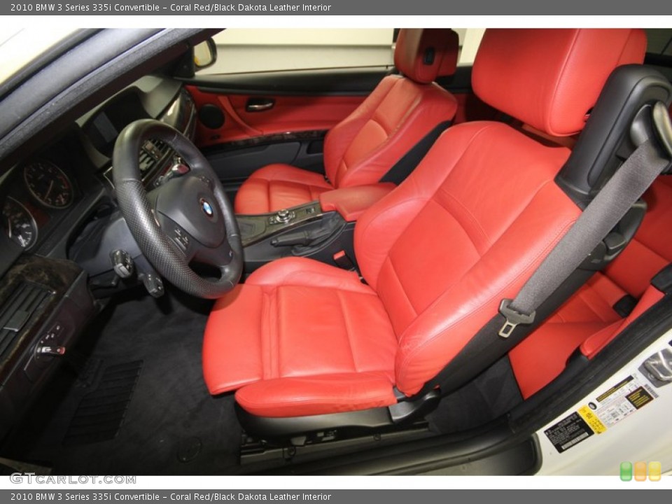 Coral Red/Black Dakota Leather Interior Photo for the 2010 BMW 3 Series 335i Convertible #76643841