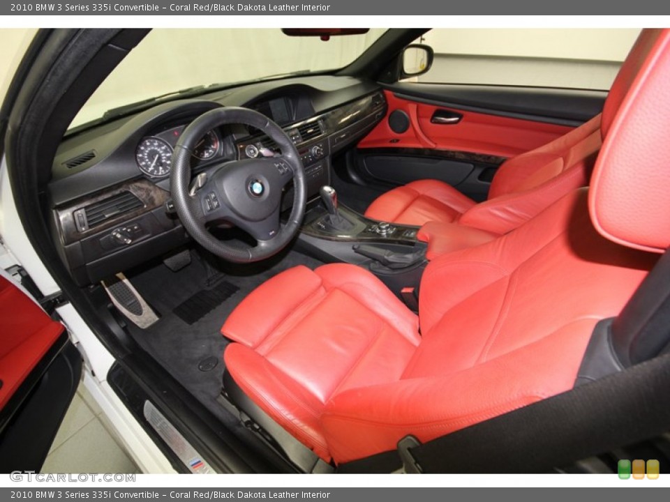 Coral Red/Black Dakota Leather Interior Photo for the 2010 BMW 3 Series 335i Convertible #76644072