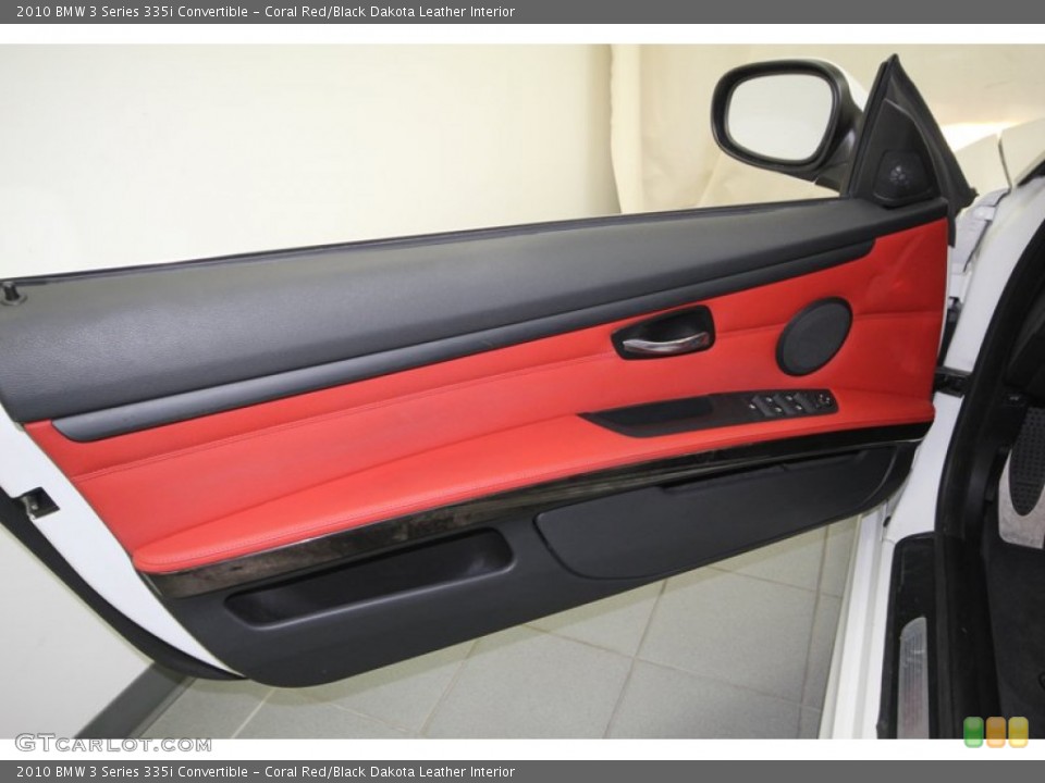 Coral Red/Black Dakota Leather Interior Door Panel for the 2010 BMW 3 Series 335i Convertible #76644126