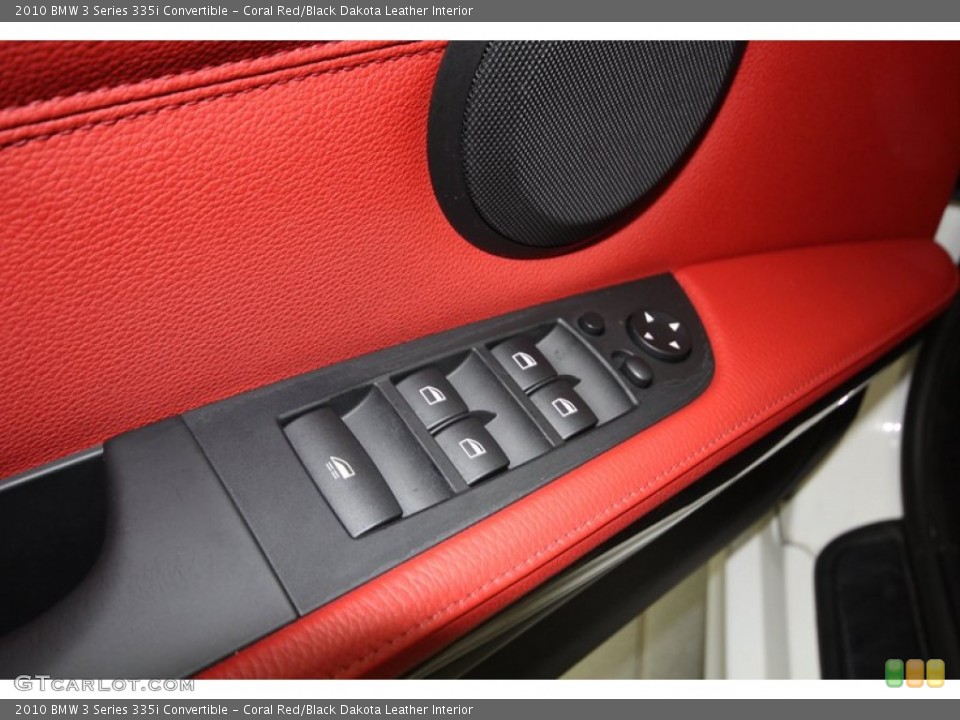 Coral Red/Black Dakota Leather Interior Controls for the 2010 BMW 3 Series 335i Convertible #76644146