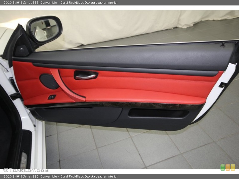 Coral Red/Black Dakota Leather Interior Door Panel for the 2010 BMW 3 Series 335i Convertible #76644593