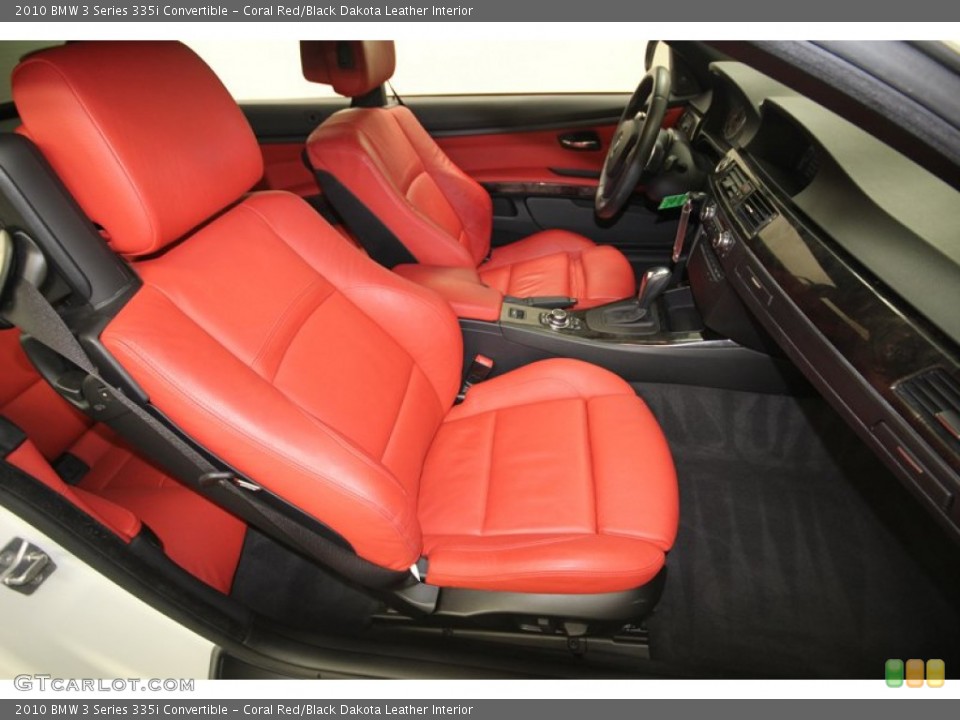 Coral Red/Black Dakota Leather Interior Front Seat for the 2010 BMW 3 Series 335i Convertible #76644611