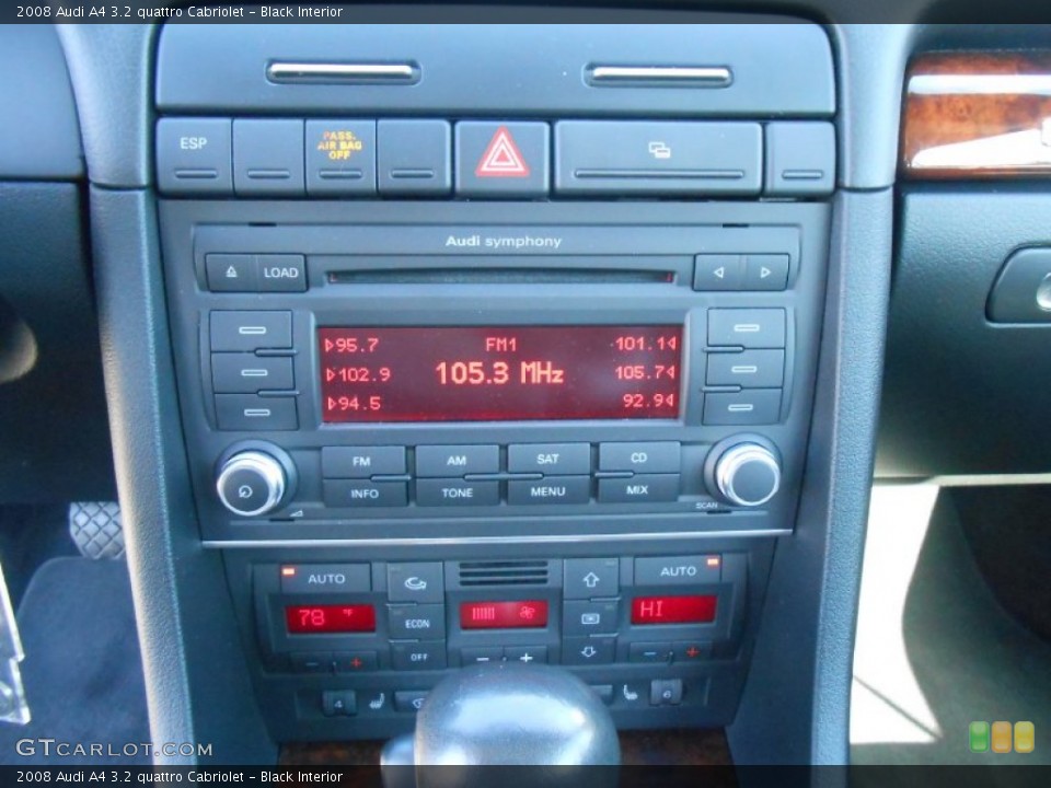 Black Interior Controls for the 2008 Audi A4 3.2 quattro Cabriolet #76657776