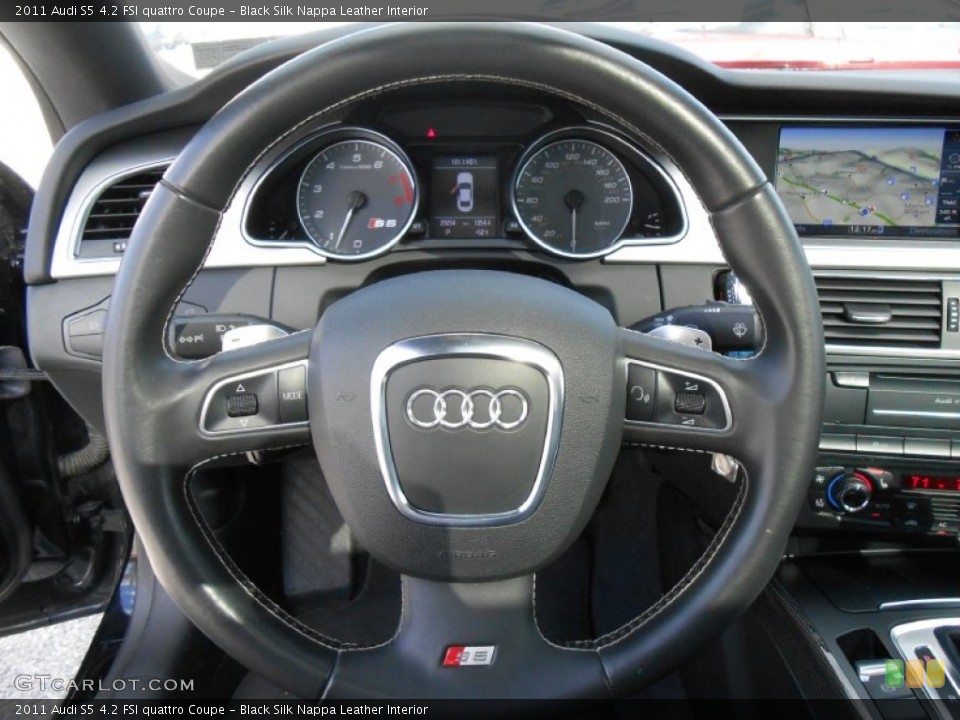 Black Silk Nappa Leather Interior Steering Wheel for the 2011 Audi S5 4.2 FSI quattro Coupe #76659327