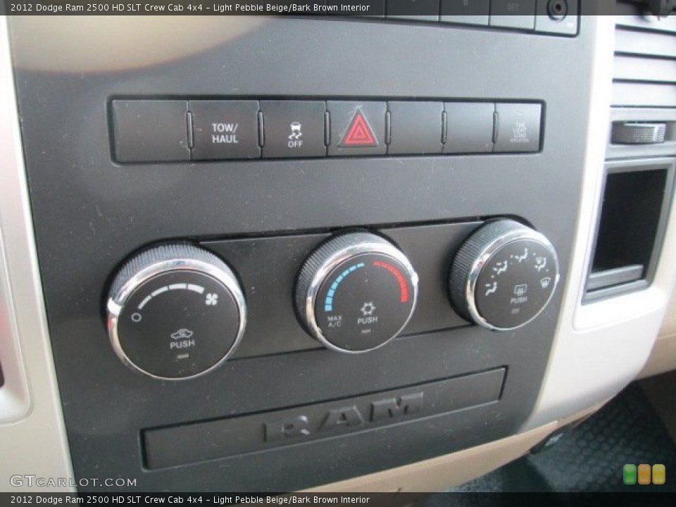 Light Pebble Beige/Bark Brown Interior Controls for the 2012 Dodge Ram 2500 HD SLT Crew Cab 4x4 #76687813