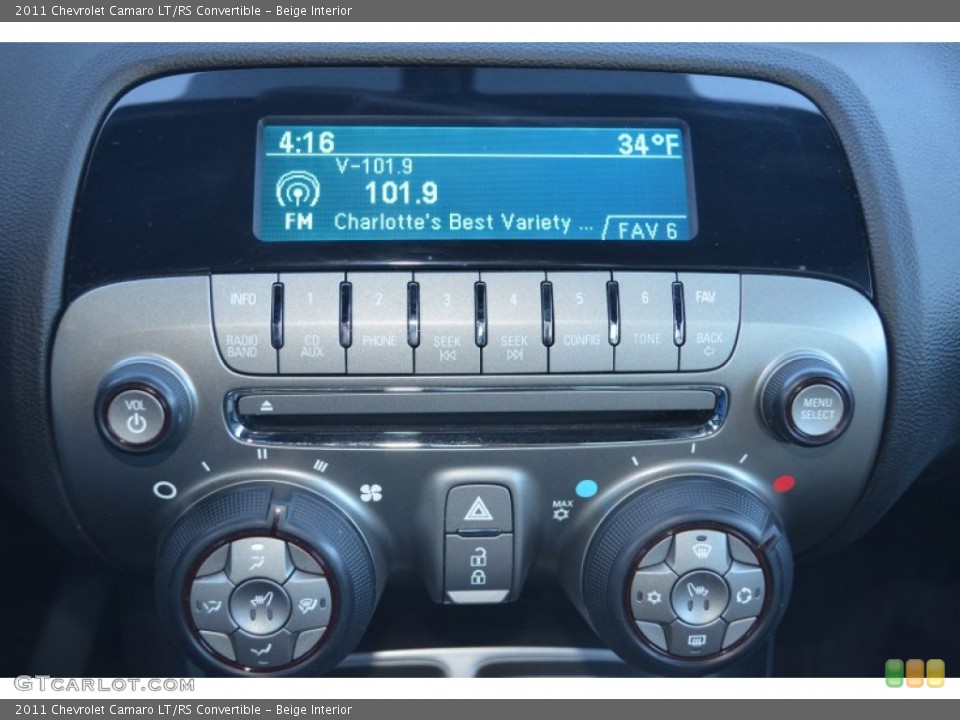 Beige Interior Controls for the 2011 Chevrolet Camaro LT/RS Convertible #76689742