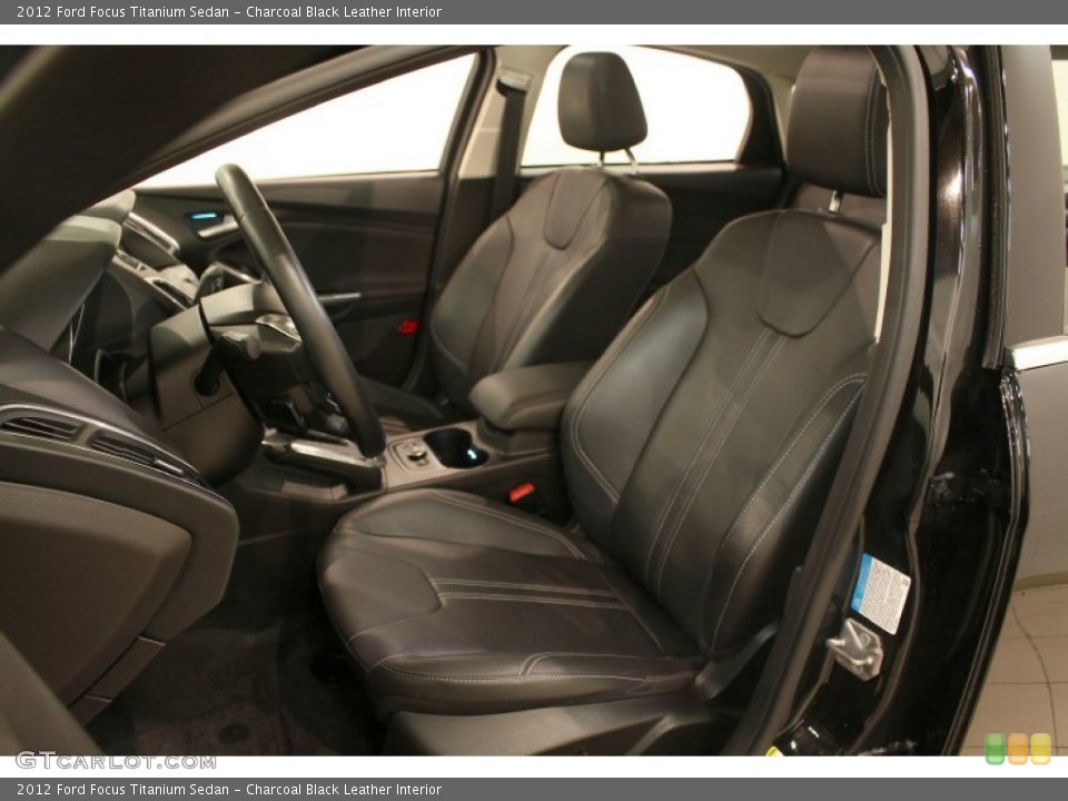 Charcoal Black Leather Interior Front Seat for the 2012 Ford Focus Titanium Sedan #76696109