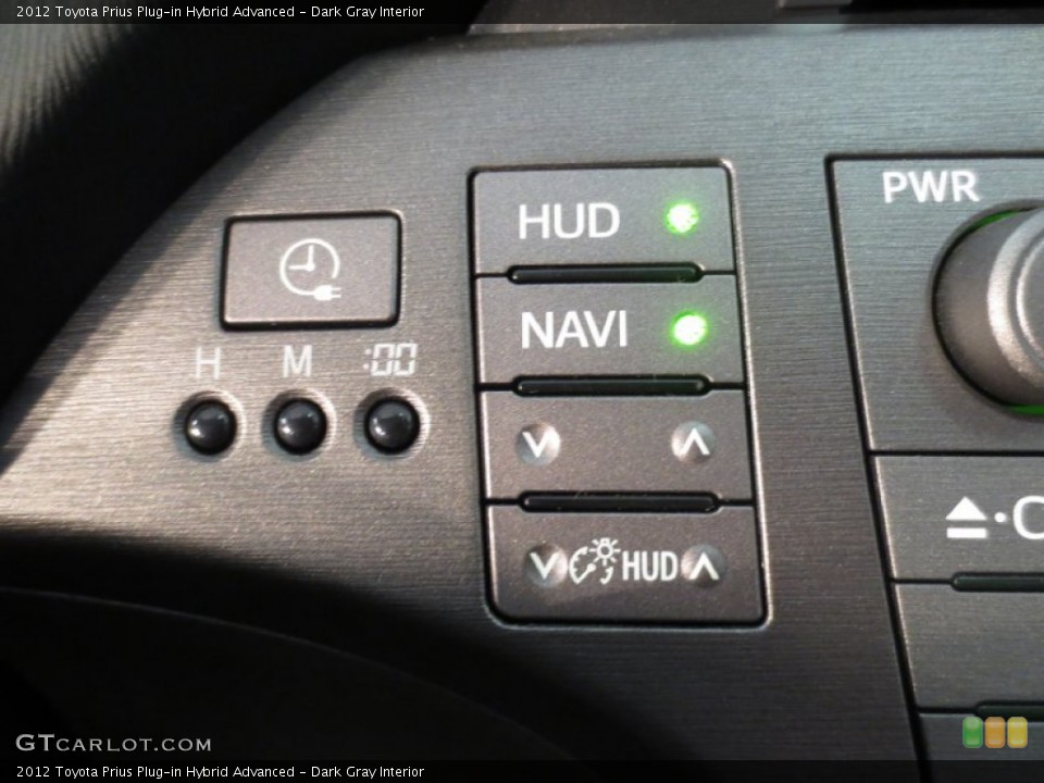 Dark Gray Interior Controls for the 2012 Toyota Prius Plug-in Hybrid Advanced #76697479