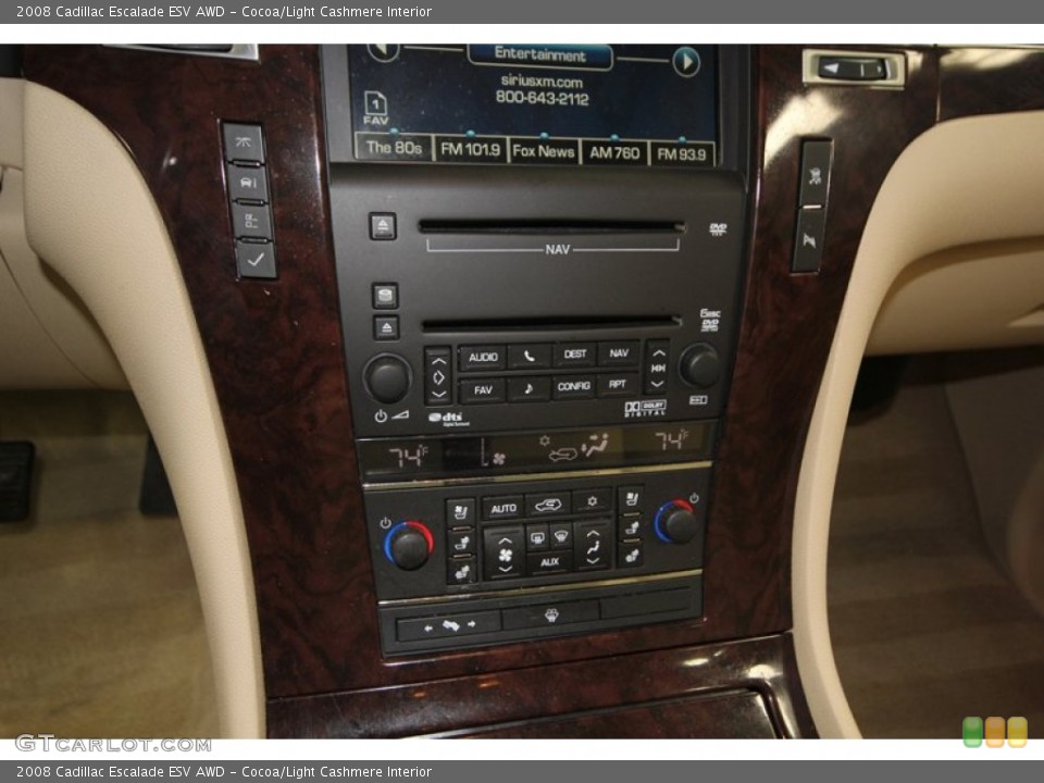 Cocoa/Light Cashmere Interior Controls for the 2008 Cadillac Escalade ESV AWD #76716061