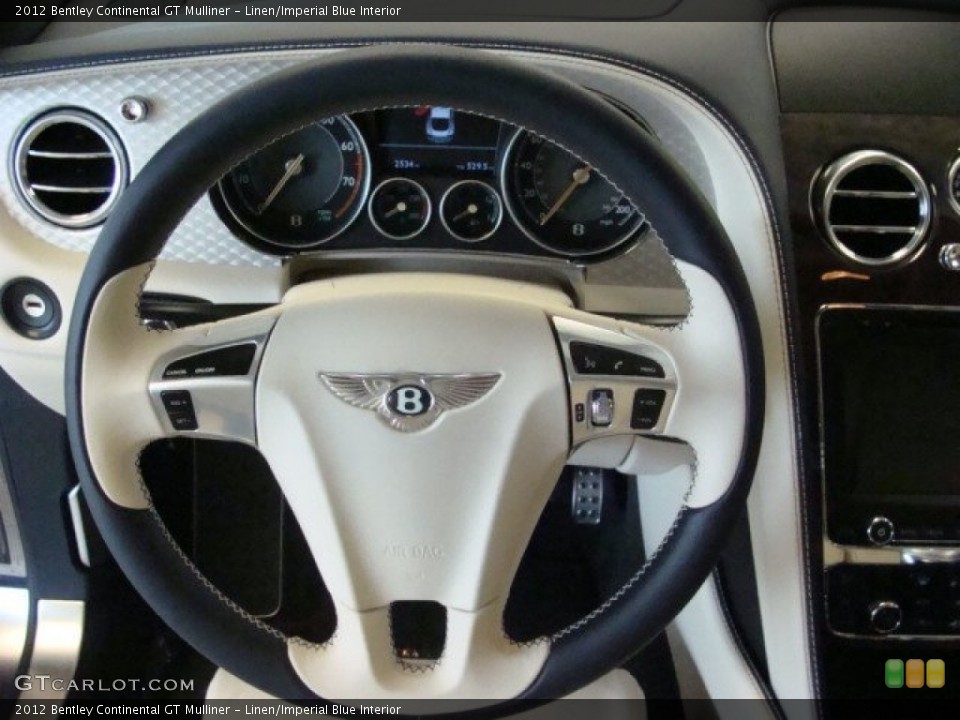 Linen/Imperial Blue Interior Steering Wheel for the 2012 Bentley Continental GT Mulliner #76726356
