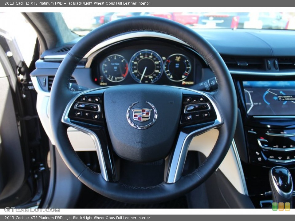 Jet Black/Light Wheat Opus Full Leather Interior Steering Wheel for the 2013 Cadillac XTS Platinum FWD #76737715