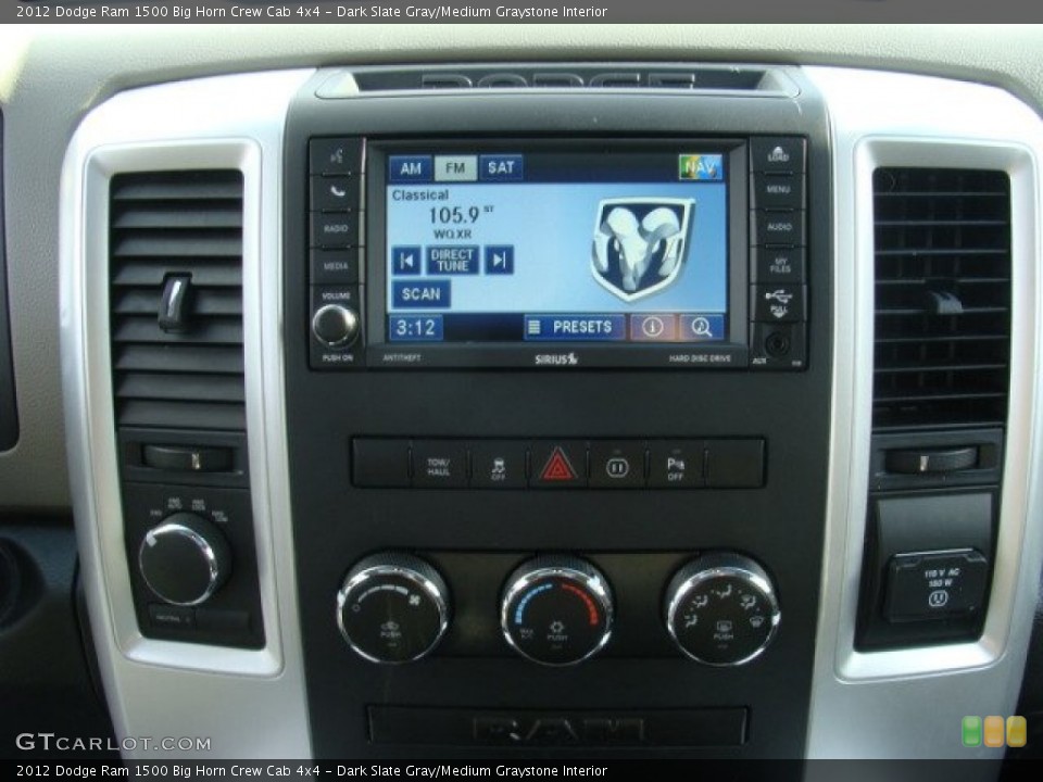 Dark Slate Gray/Medium Graystone Interior Controls for the 2012 Dodge Ram 1500 Big Horn Crew Cab 4x4 #76745915