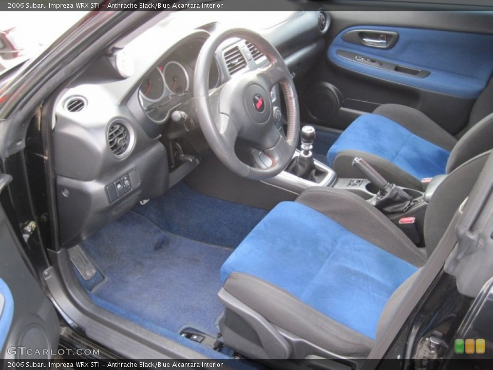 Anthracite Black/Blue Alcantara 2006 Subaru Impreza Interiors