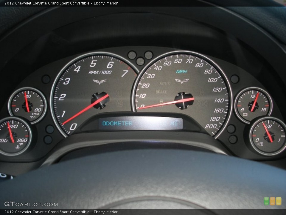 Ebony Interior Gauges for the 2012 Chevrolet Corvette Grand Sport Convertible #76751573