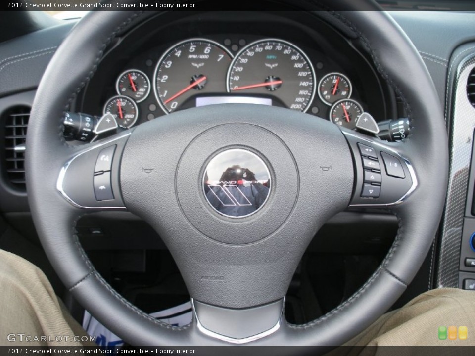 Ebony Interior Steering Wheel for the 2012 Chevrolet Corvette Grand Sport Convertible #76751827