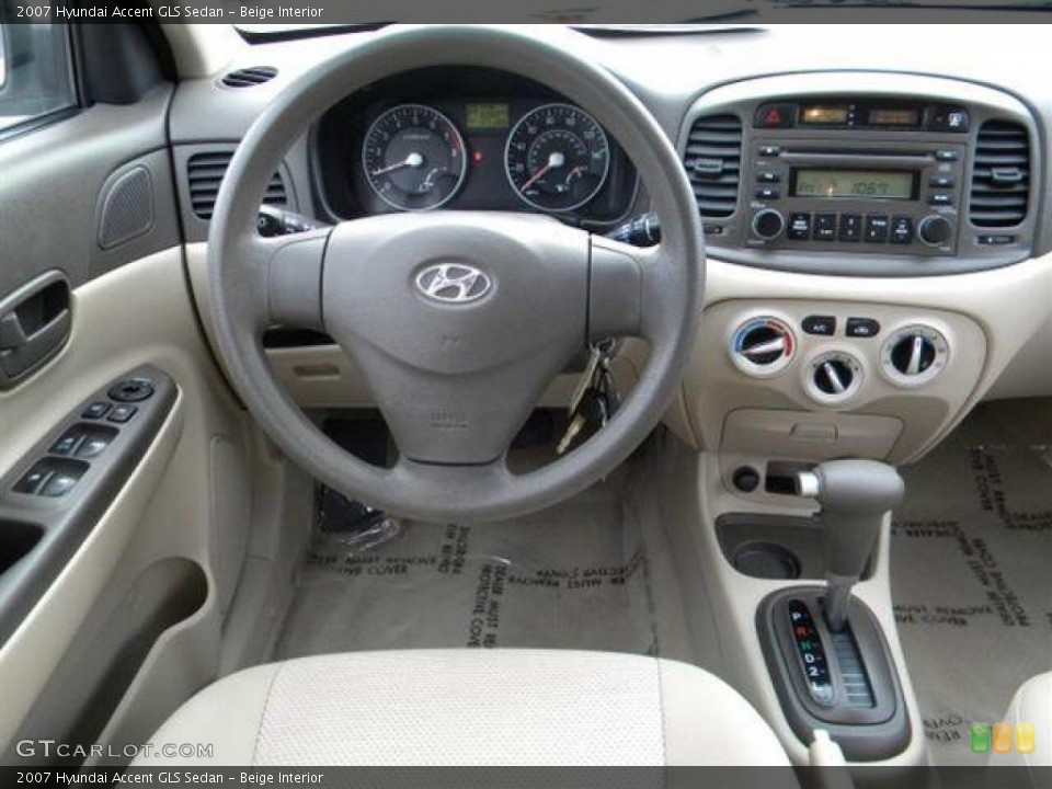 Beige Interior Dashboard for the 2007 Hyundai Accent GLS Sedan #76757945