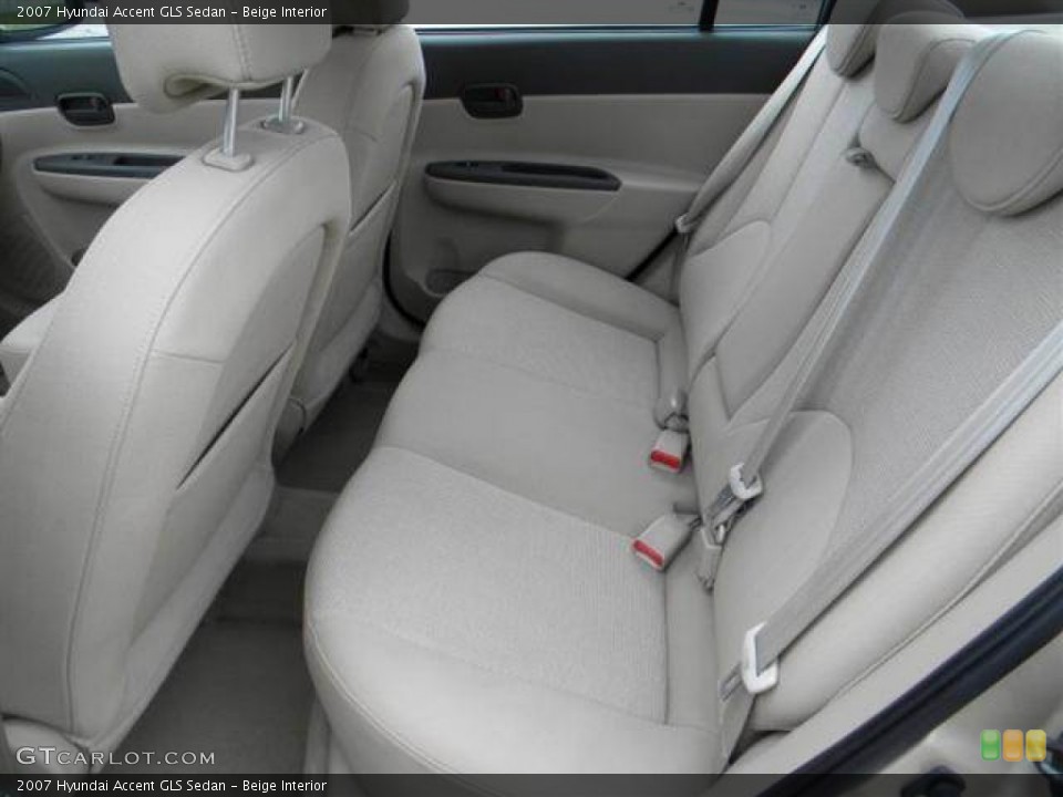 Beige Interior Rear Seat for the 2007 Hyundai Accent GLS Sedan #76757987