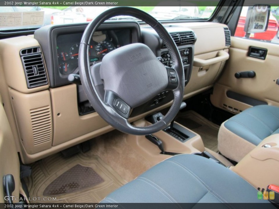 Camel Beige/Dark Green Interior Prime Interior for the 2002 Jeep Wrangler Sahara 4x4 #76768264