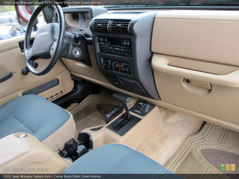 Camel Beige/Dark Green Interior Dashboard for the 2002 Jeep Wrangler Sahara 4x4 #76768306